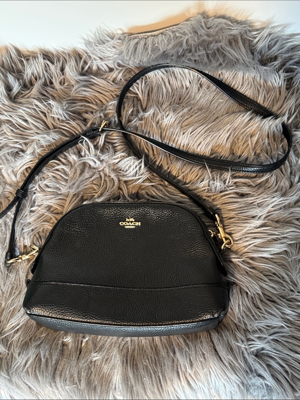 Coach Katy Satchel Black Pebbled Leather Crossbody Shoulder Bag EUC